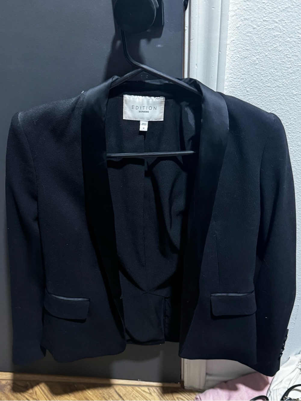 Express Black Satin-Trim Blazer